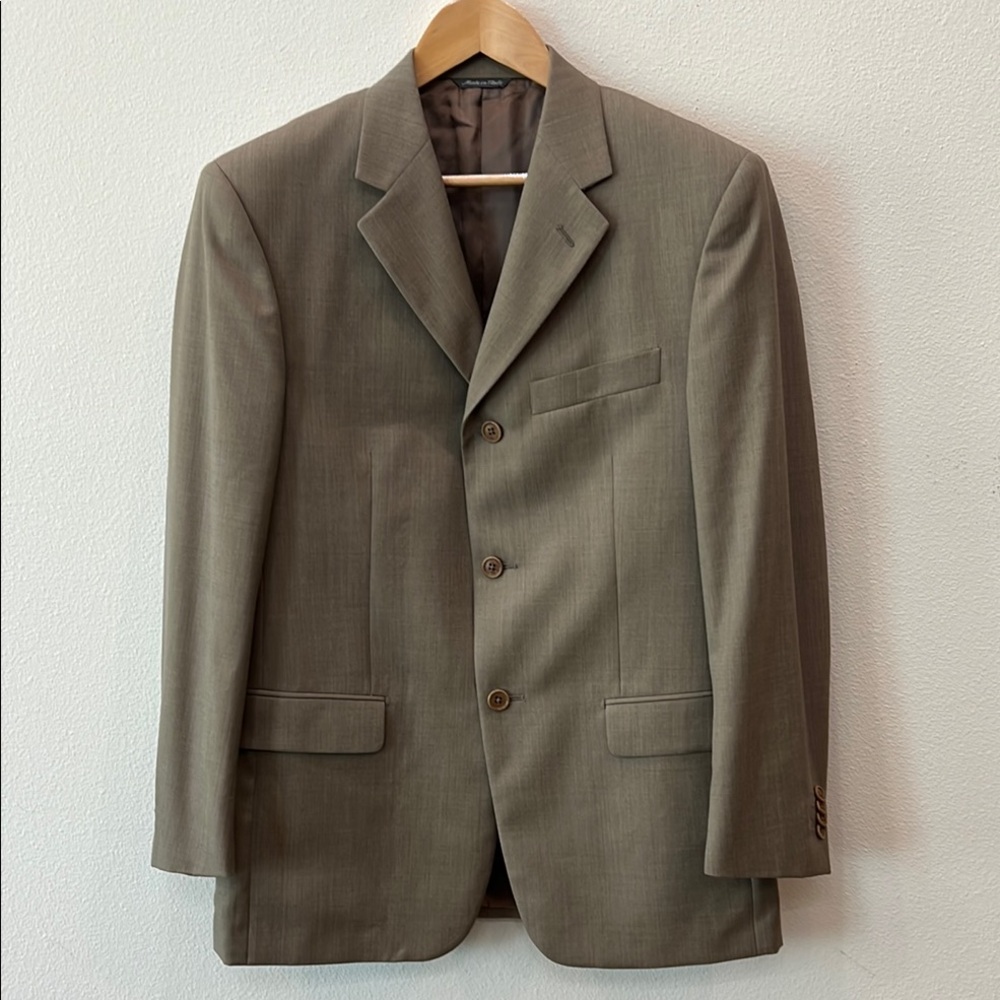 Men’s 42R ZILLIONI Tan Sport Coat wStructure Lightweight Super 150 Notched Lapel